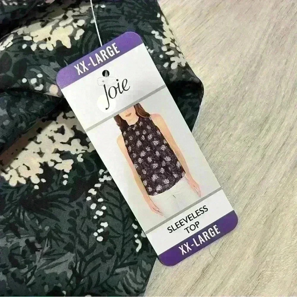 NWT Joie Baltic Print Silky Sleeveless Keyhole Back Floral Top Smocked Size XXL - Picture 4 of 11